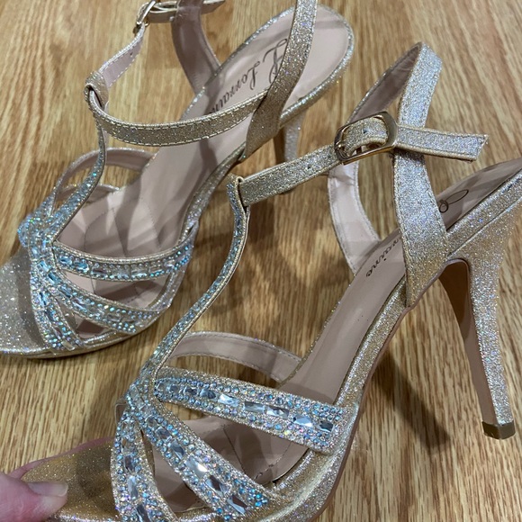 Gold nude diamond heels - Picture 5 of 8